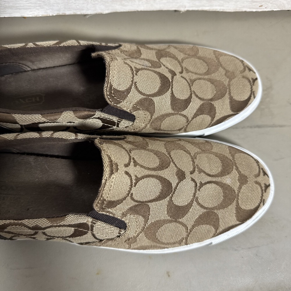 Coach Alegra signature logo canvas and leather slip-on sneakers Sz 8.5 - Picture 3 of 8